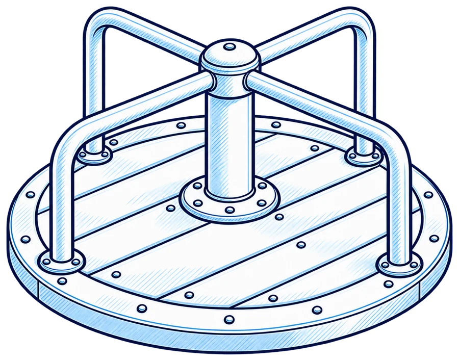 Line drawing of a swing set