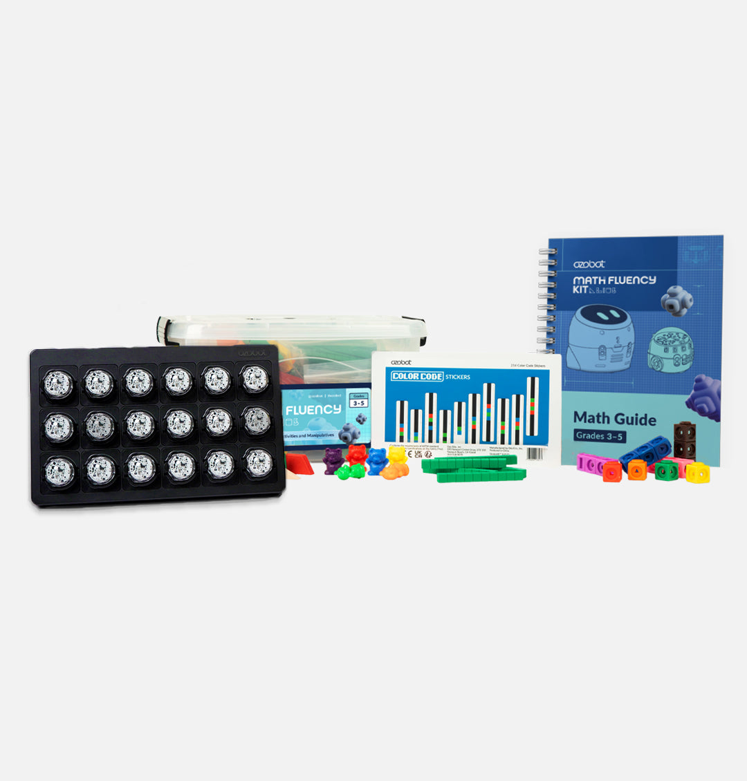 Ozobot 3-5 Math Fluency Classroom Kit + 18 Evo coding robots for hands-on math fluency, number sense development, and STEM learning