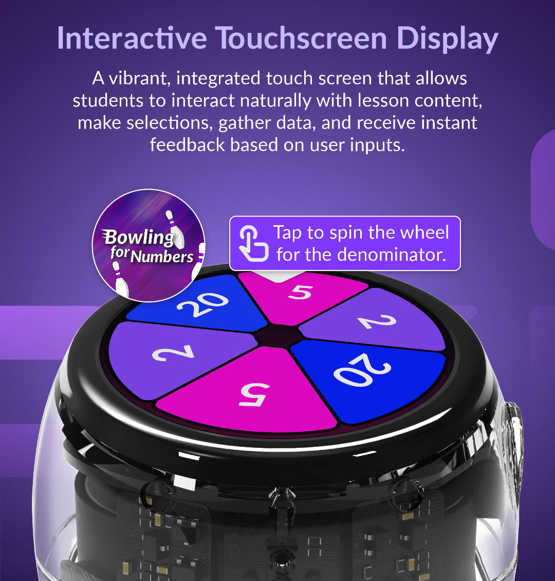 Touchscreen coding interface on Ari robot, part of Ozobot's 12-Bot Classroom Kit