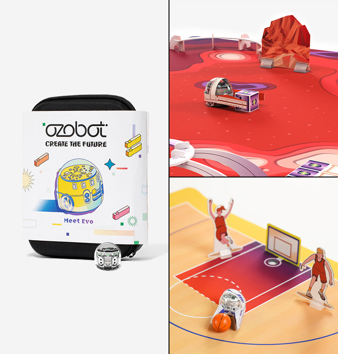 Ozobot Homeschool Coding Kits with Evo Entry Kit, Mission to Mars, and Basketball Challenge Mats - STEM kit with coding and robotics homeschoolers