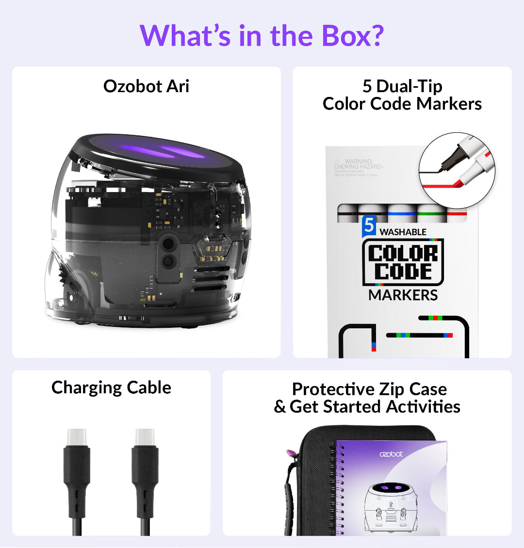 What's included in the 12-bot Ari Classroom Kit featuring coding robots, markers, chargers and protective zip cases